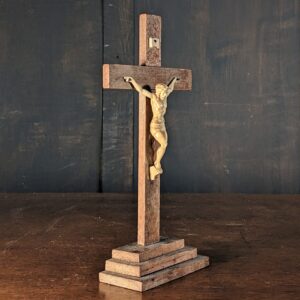 Small Vintage Oak & Resin Table Crucifix from Our Lady Star of the Sea (SOLD)