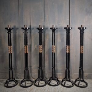 'Big 6' Black & Gold Painted Iron Candlesticks from Our Lady Star of the Sea (SOLD)