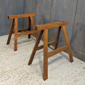 Foldaway Low Oak Coffin Stands with Steel Hooks (SOLD)