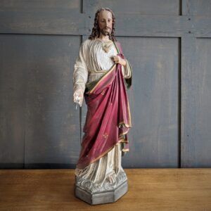 Medium Size Quality Antique British Made Religious Statue Christ the Sacred Heart (SOLD)
