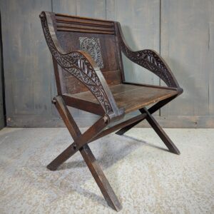 Very Fine & Unusual Antique Dark Oak Glastonbury Clergy Chair with Crown of Thorns (SOLD)