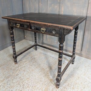 Small Antique Edwardian Black Lacquered Teak Writing Table (SOLD)
