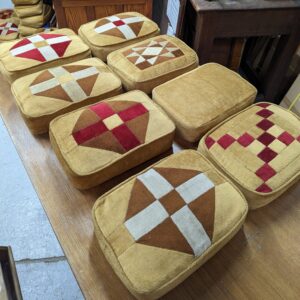 1970's Vintage Velour Patterned Church Hassocks Kneelers Cushions (SOLD)