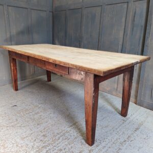Heavy French Style Large Vintage Teak Two Drawer Farmhouse Table (SOLD)