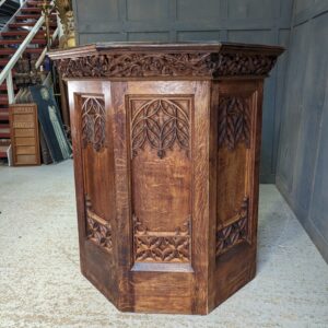 Charming Small Antique Gothic Seven Sided Oak Pulpit (SOLD)