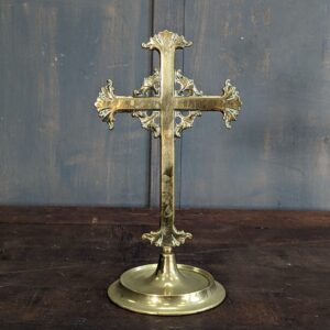 Small Antique Brass Foliate Altar Cross from St Catherine's Maerdy (SOLD)