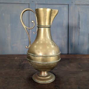 Antique Victorian Brass Church Baptismal Ewer Jug with Embossed Cross (SOLD)
