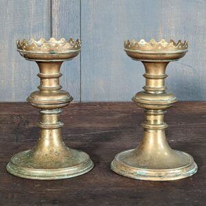 Pair of Heavy Small Gothic Church Pricket Candlesticks (SOLD)