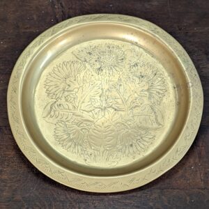 Large Brass Church Communion Plate with Sunflower Design (SOLD)