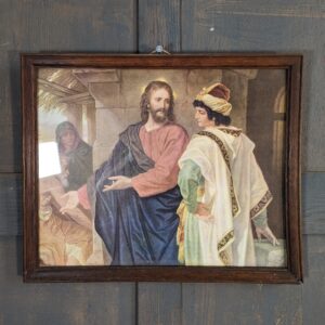 'Jesus & the Rich Young Man' Oak Framed Antique Lithograph (SOLD)