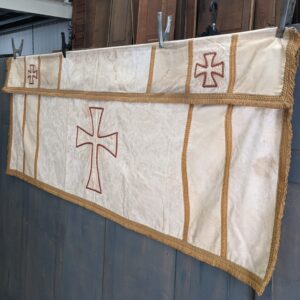 Large Waterstained Cream & Gold Altar Frontal with Three Crosses (SOLD)