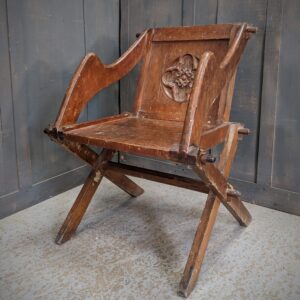 Antique Carved Pine Glastonbury Clergy Chair from St Catherine's Maerdy (SOLD)