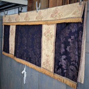 Lush Rich Purple Damask Large Altar Frontal with Gold Fringed Floral Superfrontal & Orphreys (SOLD)