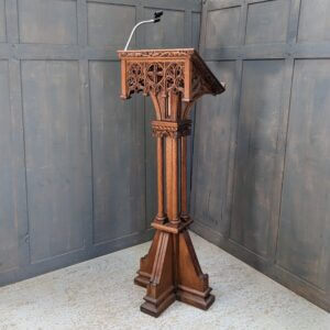 Stunning Carved Gothic Oak Victorian Pedestal Lectern from Norwich