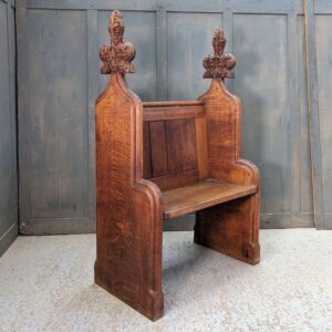 Oak Antique Carved Gothic Readers Pew Seats Chairs