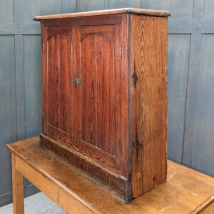 Small Antique Pitch Pine Church Hymn Book Cupboard