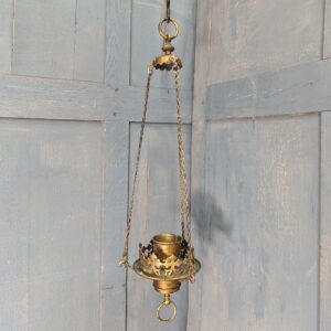 Solid Brass Antique Church Candle Powered Sanctuary Lamp (SOLD)