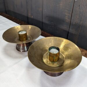 1960's Vintage Low & Broad Brass Candlesticks