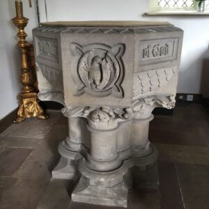 Large Stone Victorian Baptismal Font from Christ Church, Hulland (SOLD)