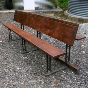 Antique Welsh Long Metamorphic Pitch Pine and Iron Bench Desk (SOLD)