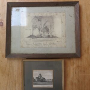 Two Antique Pictures of Old Churches from around 1850, Rochester and Shoreham (SOLD)