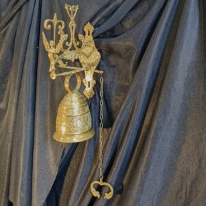 Larger Size Ornate Church Vintage Brass Wall Mounted Sanctuary Bell with Inscription (SOLD)
