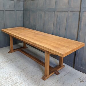 Very Long Mid Century Oak & Veneer Ex Altar Refectory Table (SOLD)