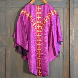 Shimmering Purple Red & Gold Silk Damask Chasuble (SOLD)