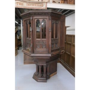 1904 Large Gothic Oak Church Pulpit With Stairs (SOLD)