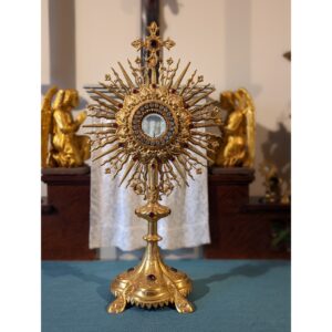 Dazzling Antique Gilded & Bejewelled French Monstrance with Case (SOLD)