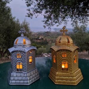 Medium Gold & Silver Coloured Metal Greek Orthodox Church Lanterns (SOLD)