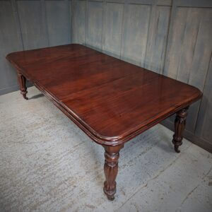 Large Eight to Ten Seater Heavy Mahogany Victorian Style Dining Table with Fluted Legs