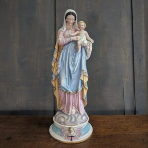 Good Quality Medium Size Bisque China Religious Statue of the Madonna BVM Holy Mother & Child from Deal Convent
