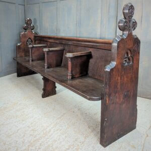 Stunning Dark Oak Carved Gothic Four Seater Church Choir Pew Bench