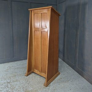 Tapered Mid Century Pale Oak Lectern Ambo Reading Desk with Full Length Cross