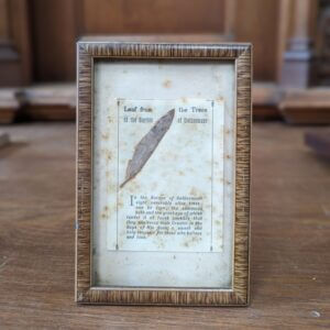 Antique Framed Olive Leaf Souvenir from Jerusalem
