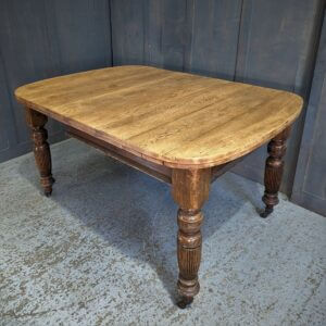 Antique Oak Top Wind Out Table with Fluted Legs & One Leaf (SOLD)