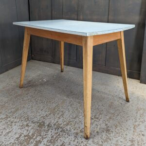 1960's Vintage Pale Blue Formica Taper Leg Harrods Kitchen Table