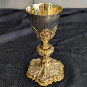 Heavily Decorated Antique Gilt Brass Baroque 18th Century Style Church Communion Chalice
