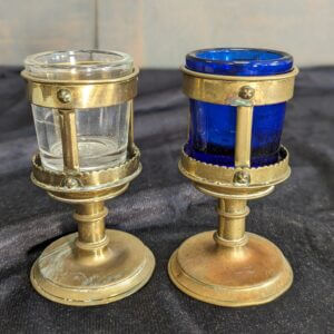Pair of Unusual Antique Sanctuary Memorial Shrine Lamps