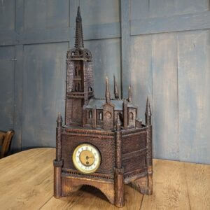 Wonderful Eccentric Antique Carved Wooden Church With Clock