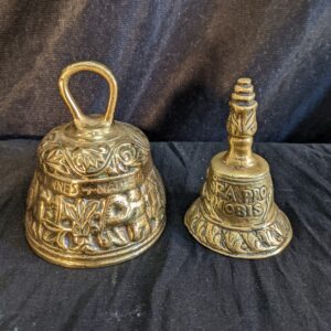 Two Ornate Hand Held Vintage Brass Church Sanctus Altar Bells