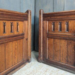 Pair of Simple Lancet Design Gothic Pitch Pine Choir Fronts from St David's North Wales