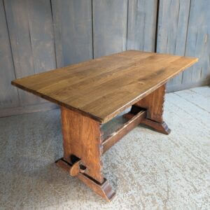 Slab Sided Heavy Medium Size Vintage Oak Refectory Table