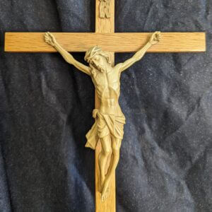Faux Carved Wood on Real Oak Taller Size Crucifix