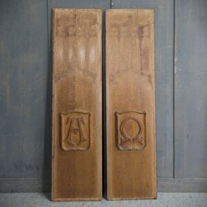 Pair of Antique Oak Alpha & Omega Panels from a Reredos
