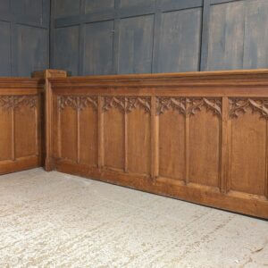 Five Sections of Vintage Gothic Oak Frontage Panels Panelling Over 8m