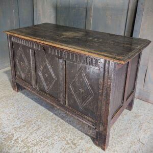 18th Century Oak Sussex Coffer with Diamond Lozenges