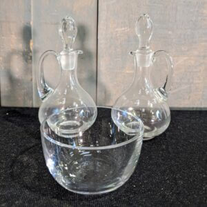 Pair of Liturgical Glass Ewers & Basin