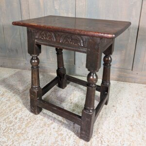 Antique Oak Coffin Stool with 18th Century Base